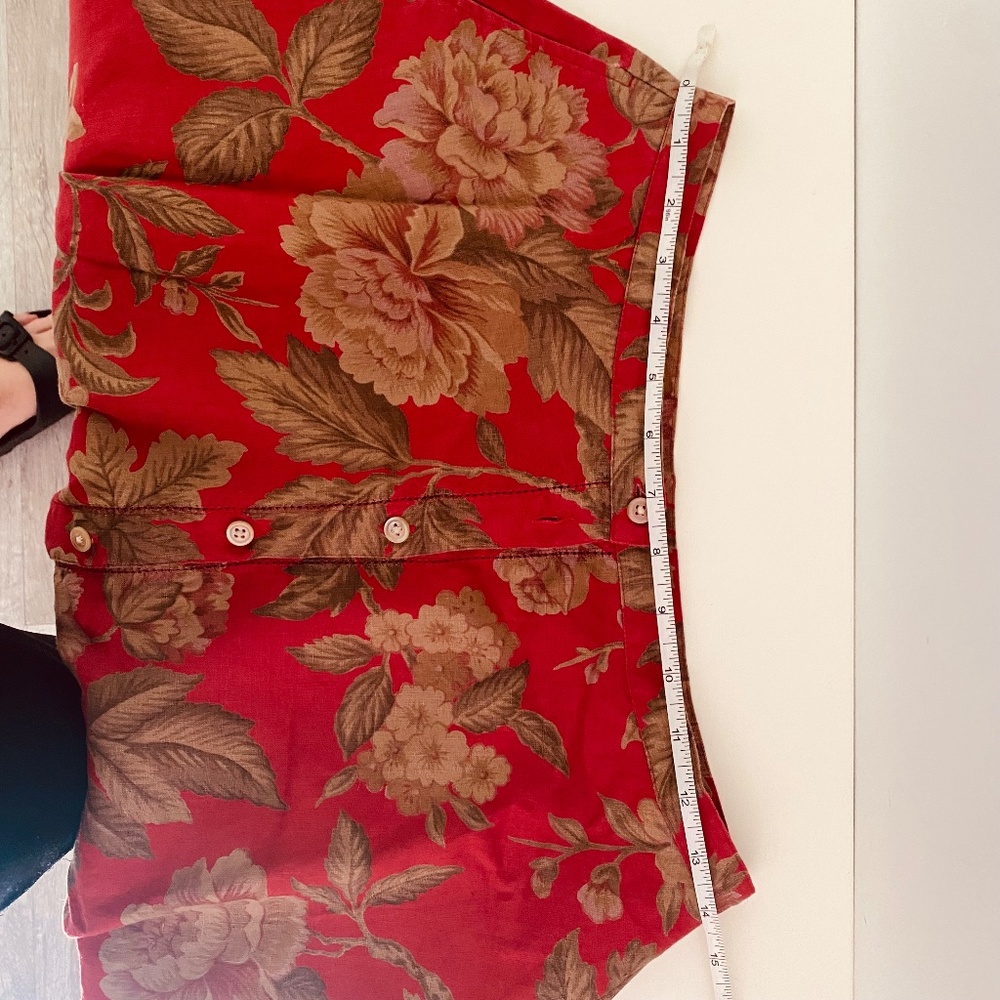 Ralph Lauren Red Linen Floral Skirt - Picture 5 of 5
